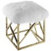 Intersperse Sheepskin Ottoman in Gold White