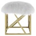 Intersperse Sheepskin Ottoman in Gold White