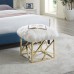 Intersperse Sheepskin Ottoman in Gold White