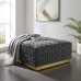 Florence Square Performance Velvet Ottoman in Gray