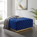 Florence Square Performance Velvet Ottoman in Navy