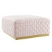 Florence Square Performance Velvet Ottoman in Pink