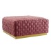 Florence Square Performance Velvet Ottoman in Dusty Rose