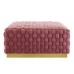 Florence Square Performance Velvet Ottoman in Dusty Rose