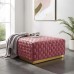 Florence Square Performance Velvet Ottoman in Dusty Rose