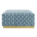 Florence Square Performance Velvet Ottoman in Light Blue