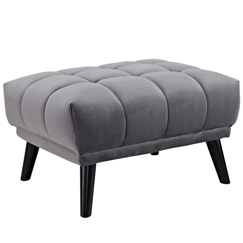 Bestow Performance Velvet Ottoman in Gray