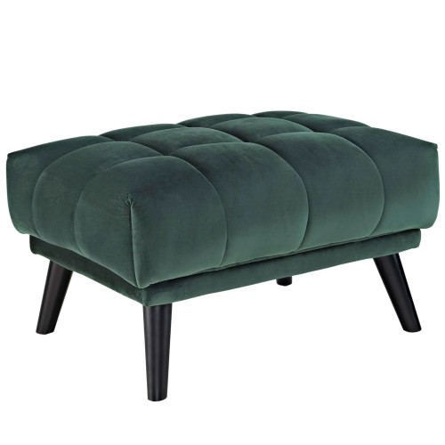 Bestow Performance Velvet Ottoman in Green