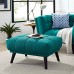 Bestow Upholstered Fabric Ottoman in Teal