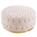 Ensconce Tufted Performance Velvet Round Ottoman in Pink