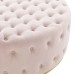 Ensconce Tufted Performance Velvet Round Ottoman in Pink