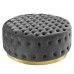 Ensconce Tufted Performance Velvet Round Ottoman in Gray