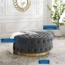 Ensconce Tufted Performance Velvet Round Ottoman in Gray