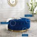 Ensconce Tufted Performance Velvet Round Ottoman in Navy