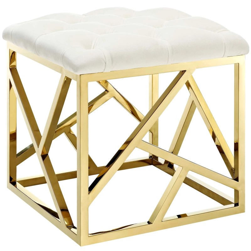 Intersperse Ottoman in Gold Ivory