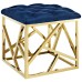 Intersperse Ottoman in Gold Navy