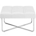 Reach Upholstered Vinyl Ottoman in White