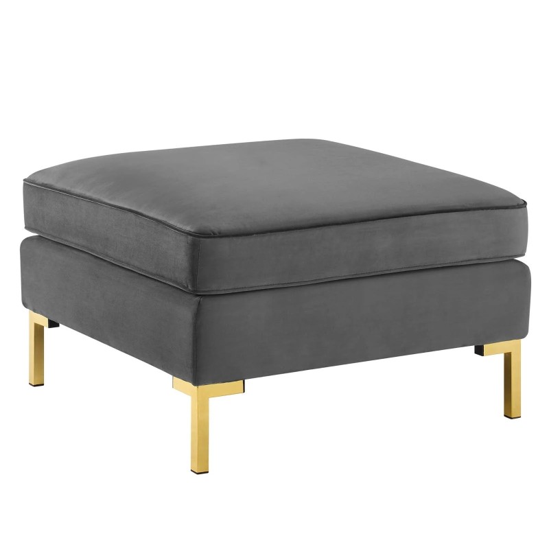 Ardent Performance Velvet Ottoman in Gray