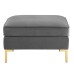 Ardent Performance Velvet Ottoman in Gray