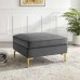 Ardent Performance Velvet Ottoman in Gray