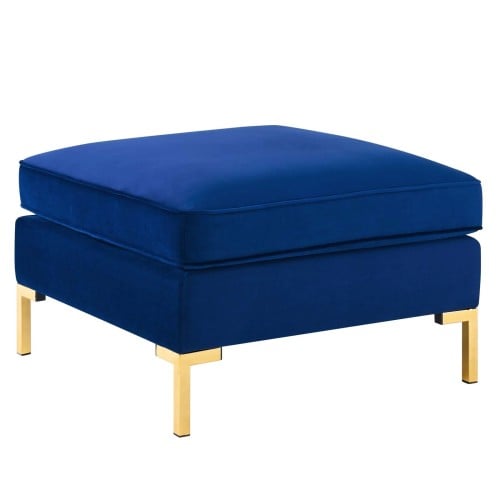 Ardent Performance Velvet Ottoman in Navy