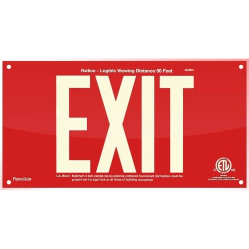 Red Acrylic EXIT Sign, 7 inch letters