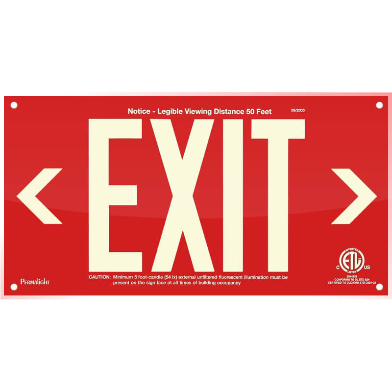 Red Acrylic EXIT Sign (left and right Arrows), 7 inch letters