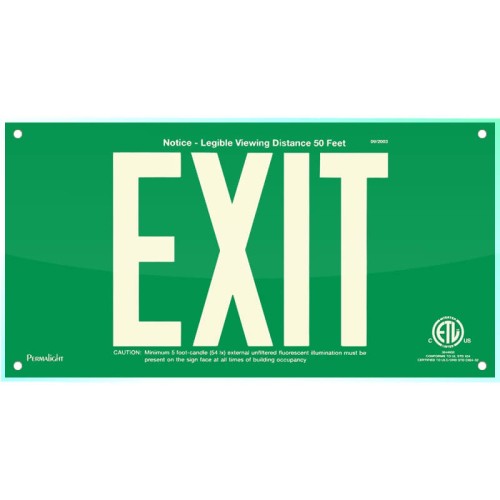 Green Acrylic EXIT Sign, 7 inch letters