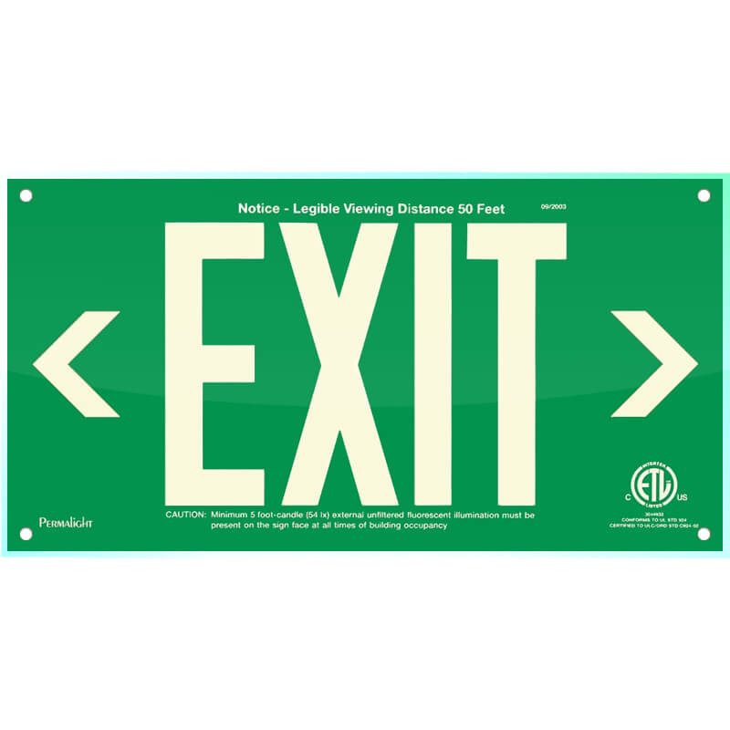 Green Acrylic EXIT Sign (left and right Arrows), 7 inch letters