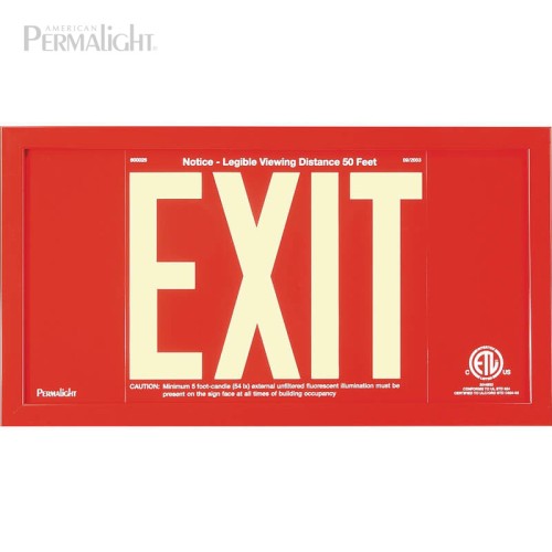 Red Aluminum EXIT Sign in red frame, 7 inch letters