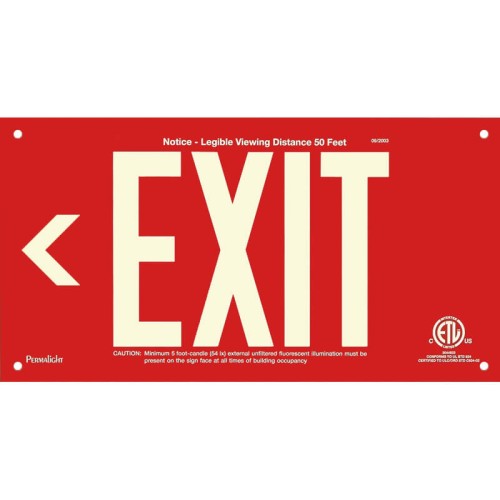 Red Aluminum Sign, EXIT (Arrow left), unframed