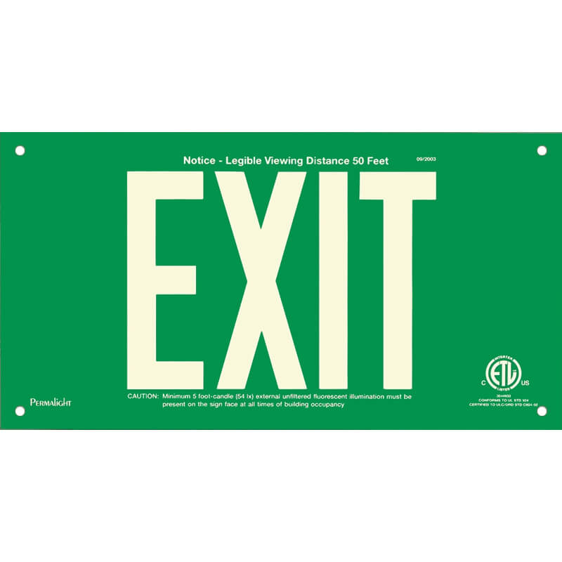 Green Aluminum Sign, EXIT, unframed