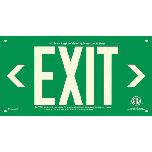 Green Aluminum Sign, EXIT (left and right Arrows), unframed