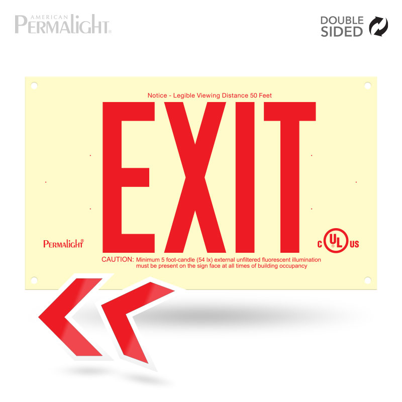 Rigid PVC Plastic EXIT Sign, unframed, red letters (6 in) Double sided