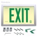 Rigid PVC Plastic EXIT Sign, silver aluminum frame, green letters (6 in)