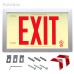 Rigid PVC Plastic EXIT Sign, silver aluminum frame, red letters (6 in)