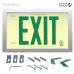 Rigid PVC Plastic EXIT Sign, silver aluminum frame, green letters (6 in) Double sided