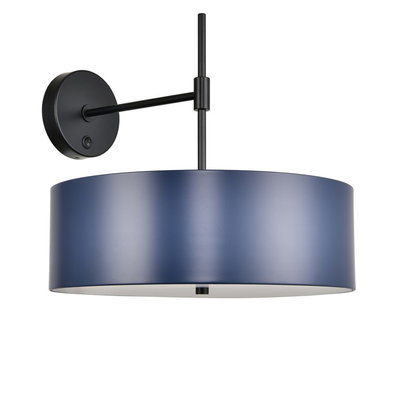 Wall Lamp Powder Coated Matte Black Plus Blue