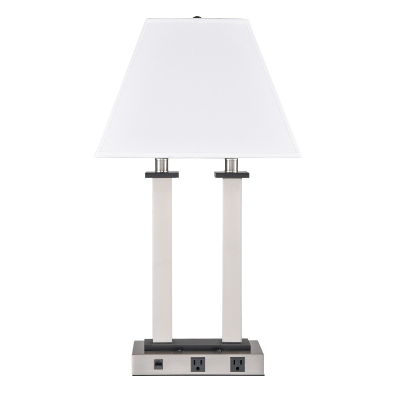 Table Lamp Brushed Nickel Plus Ebony Wood Accents 60W