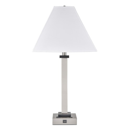 Table Lamp Brushed Nickel Plus Ebony Wood Accents 100W