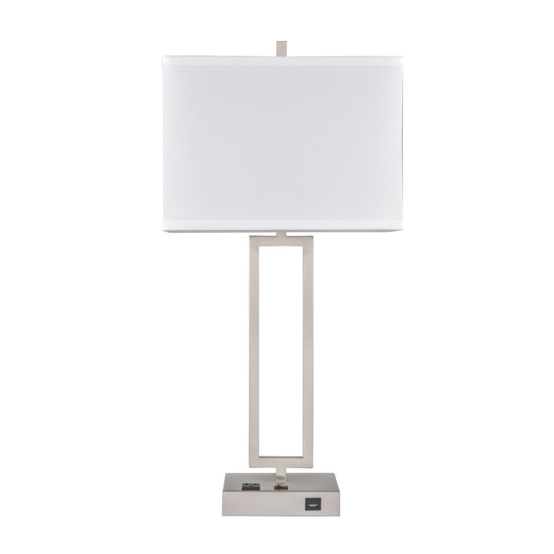 Table Lamps Brushed Nickel with One USB 100W Max