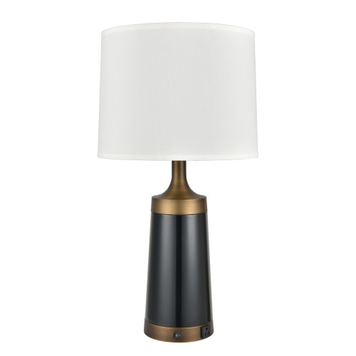 Table Lamps Antique Brass Plus Powder Coated Glossy Black