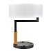 Table Lamps Powder Coated Matte Black Plus Medium Wood