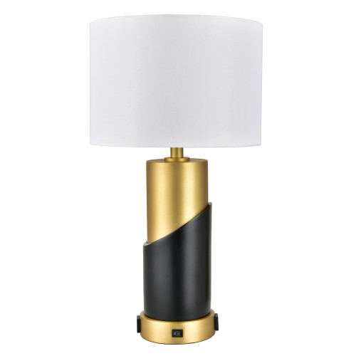 Table Lamps Satin Brass Plus Powder Coated Matte Black 100W