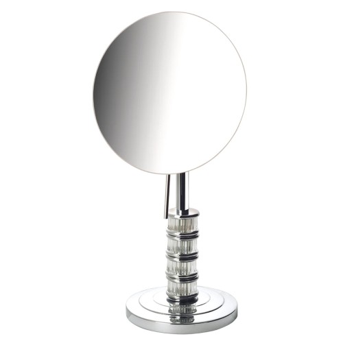 7.5" Diameter 5X Table Mirror w/Steuben Crystal Pedestal SN7504C