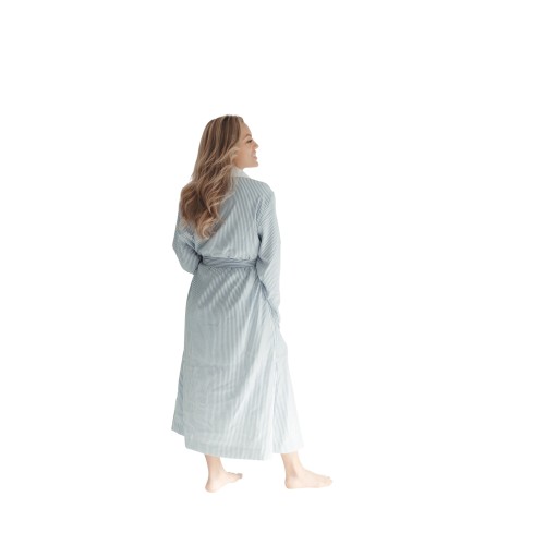 Navy Double Layer Seersucker Robe