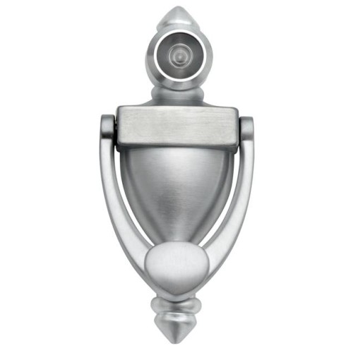 DOOR KNOCKER WITH PEEPHOLE, LARGE Door Knocker - Satin Chrome