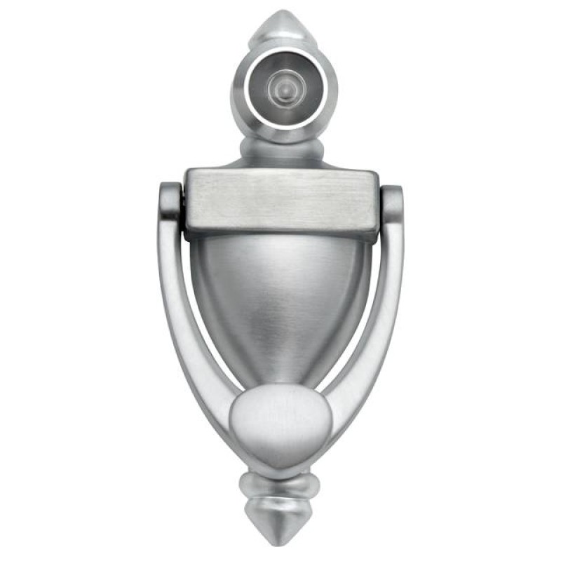 DOOR KNOCKER WITH PEEPHOLE, LARGE Door Knocker - Satin Chrome