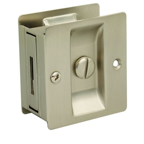 SLIDING DOOR LOCK, SQUARE Satin Nickel