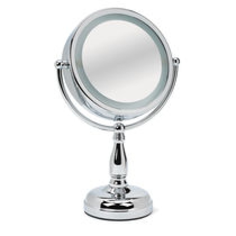 Lighted Tabletop Mirror, Chrome